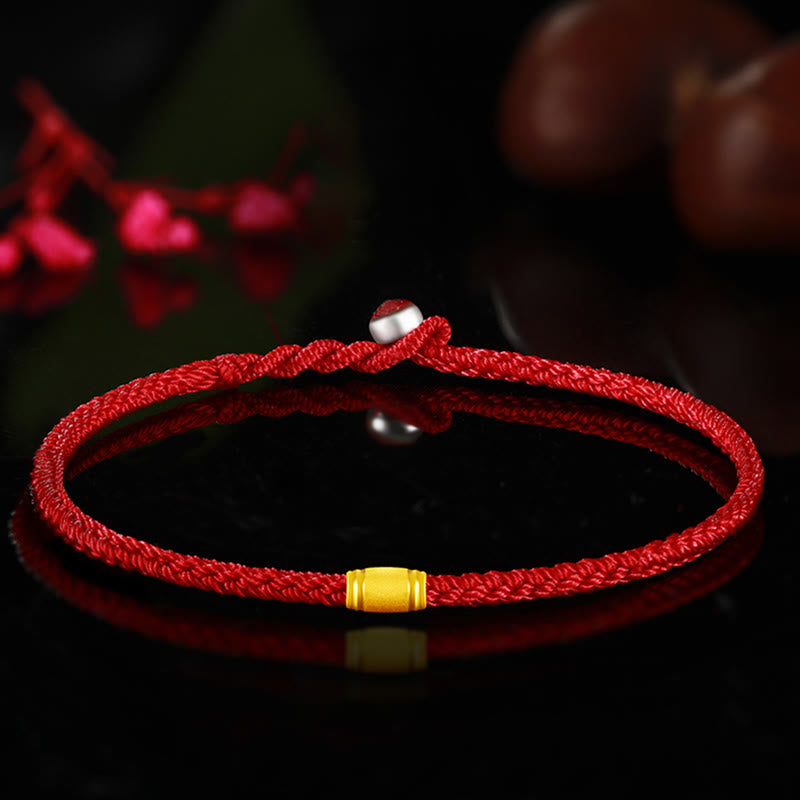 KarmaRipple's 999 Gold Fortunate Bead Eight Thread Peace Weave Red Rope Bracelet p1