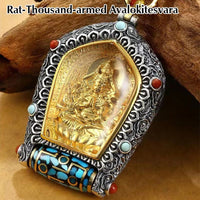 Collier pendentif en perles dzi rotatives Thangka de KarmaRipple, symbole du zodiaque chinois tibétain, Bouddha natal, prospérité