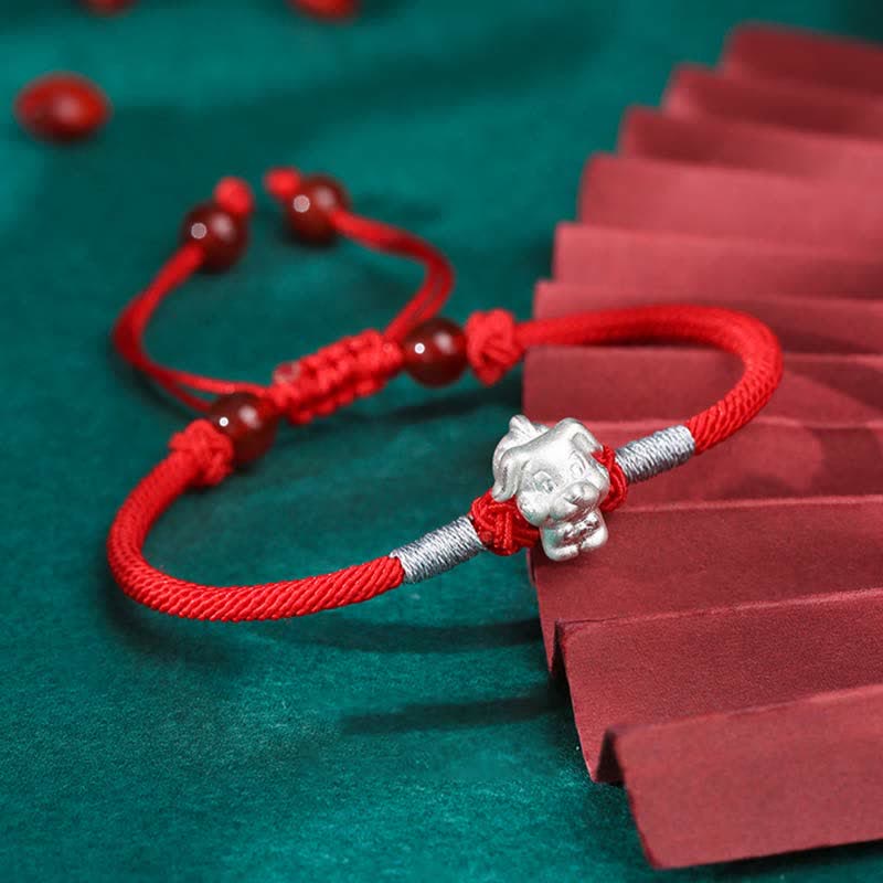 KarmaRipple's 999 Sterling Silver Chinese Zodiac Fortune Strength Red String Bracelet p11