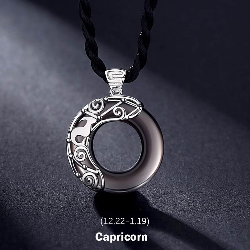 KarmaRipple's 12 Constellations of the Zodiac Ice Obsidian Blessing Round Necklace Pendant p10