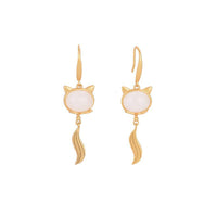 Boucles d'oreilles FengShui en jade ivoire et renard porte-bonheur de KarmaRipple