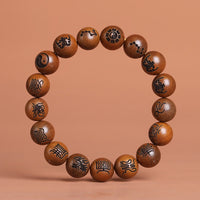 Bracelet de fortune gravé en bois de jujubier frappé par la foudre de KarmaRipple, symbole taoïste des écritures taboues Yin Yang Bagua