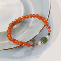 Bracelet de confiance et de calme en perles de jade Hetian en agate rouge authentique de KarmaRipple