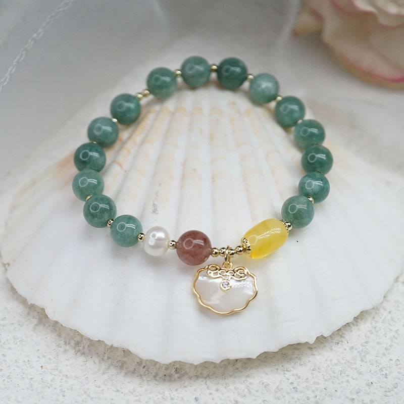 KarmaRipple's Jade Sea shell Ruyi Lock Fortune Bracelet p3