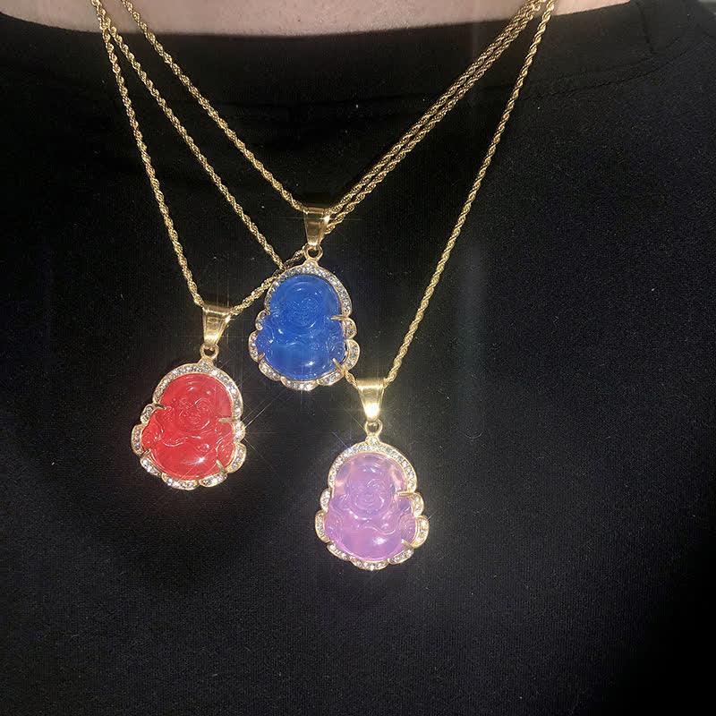 KarmaRipple's 18K Gold Filled Laughing Buddha Jade Fortune Pendant Chain Necklace p19