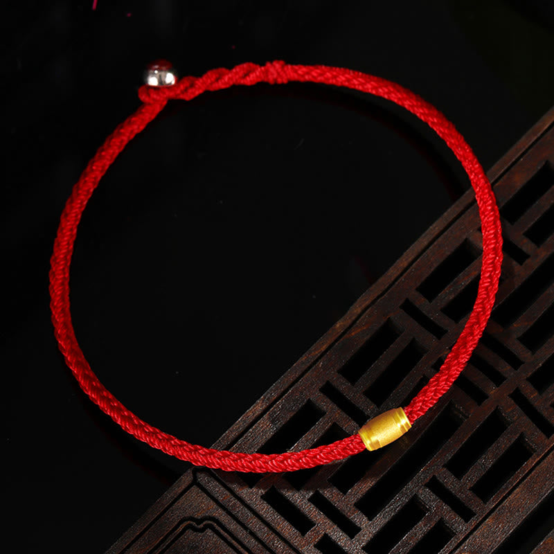 KarmaRipple's 999 Gold Fortunate Bead Eight Thread Peace Weave Red Rope Bracelet p5