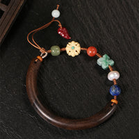 Bracelet manchette en fil de force et de fortune en jade Hetian, perles de lazurite et bois d'agar de KarmaRipple