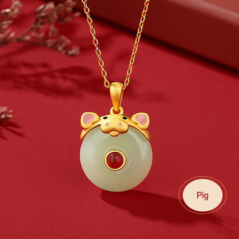 KarmaRipple's 925 Sterling Silver Hetian Jade Chinese Zodiac Year of the Dragon Red Agate Fortune Protection Pendant Necklace p12