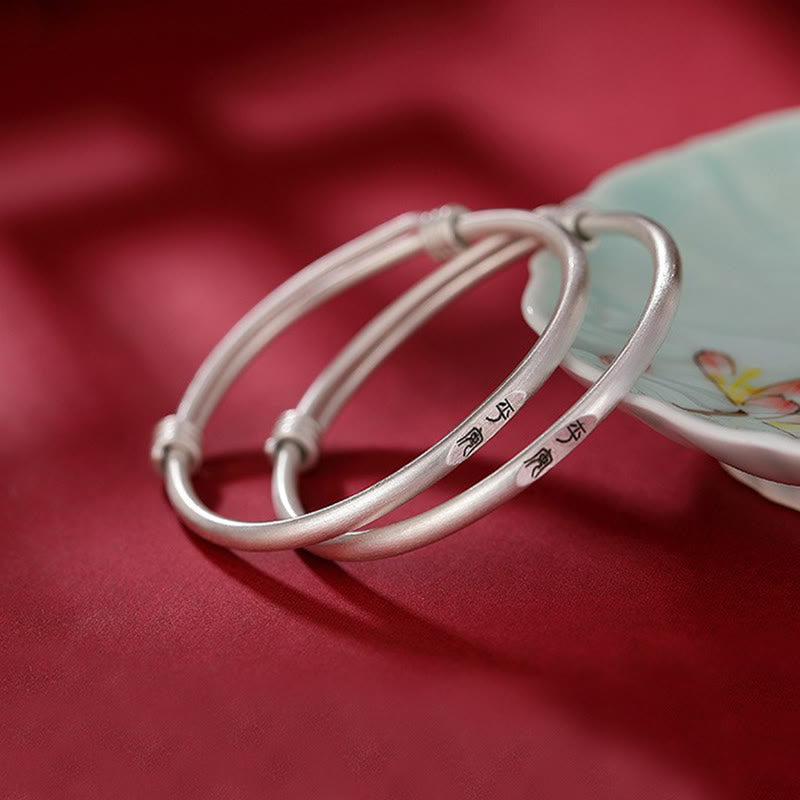 KarmaRipple's 999 Sterling Silver Peace And Joy Protection Kids Child Bracelet Bangle p4