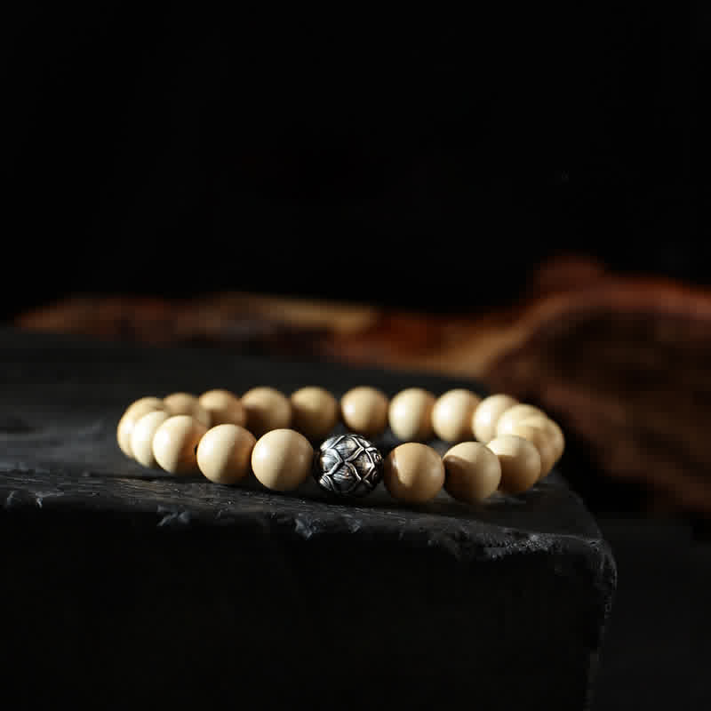 KarmaRipple's Tibet Peach Wood Lotus Cinnabar Bagua Yin Yang Fortune Wealth Bracelet p21