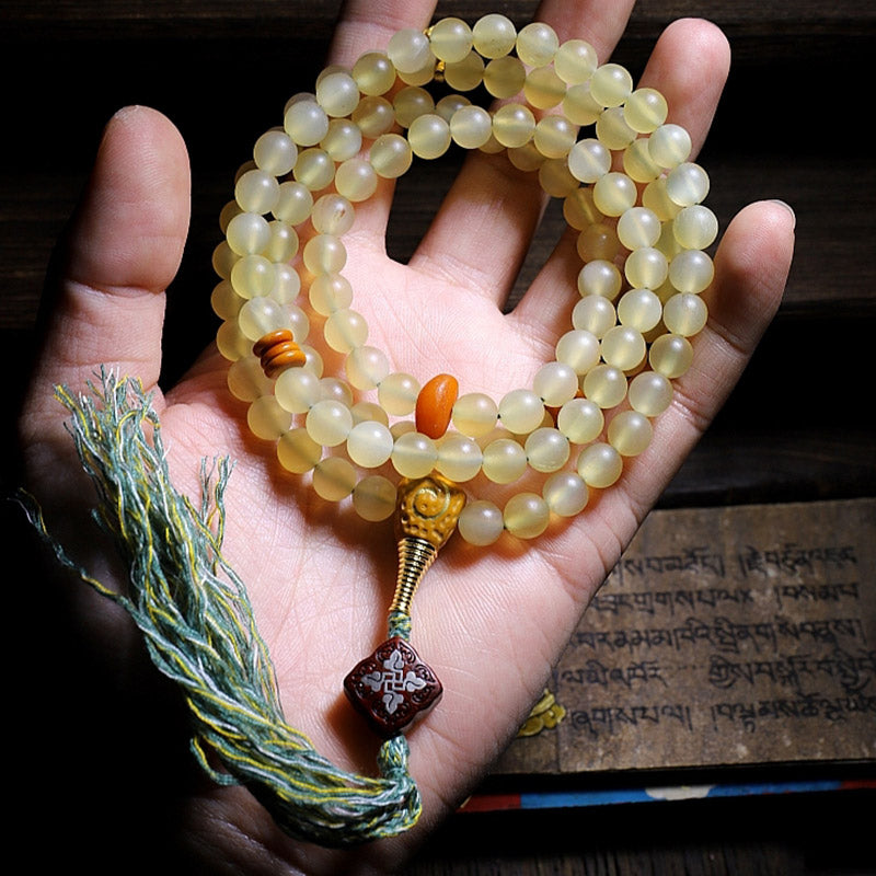 KarmaRipple's 108 Mala Beadwork Tibet Sheep Horn Amber Fortune Bracelet p3