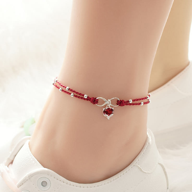 KarmaRipple's Love Heart Infinity Symbol Woven String Anklet p6