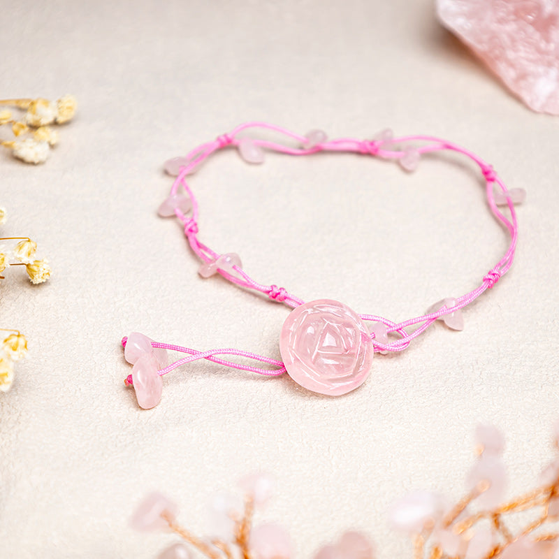 KarmaRipple's Amethyst Pink Gemstone Green Aventurine Rose Inner Peace Balancing Anklet p23