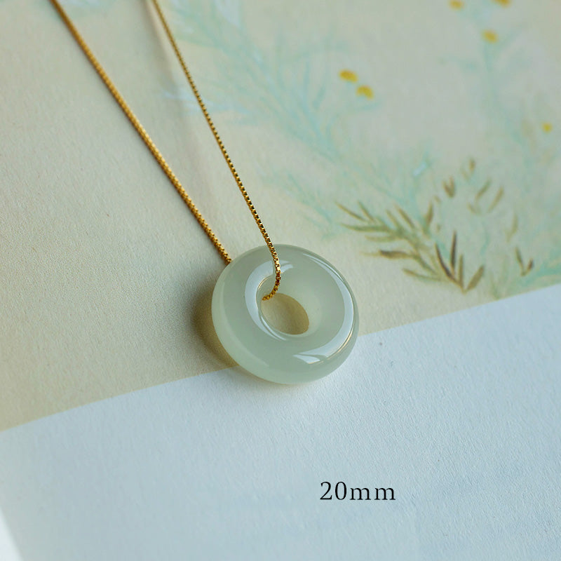 KarmaRipple's Authentic Round Jade Peace Buckle Fortune Abundance Pendant Necklace p4