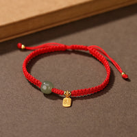Bracelet en argent sterling 925 et jade Hetian de KarmaRipple, symbole de richesse et de bénédiction, fil rouge