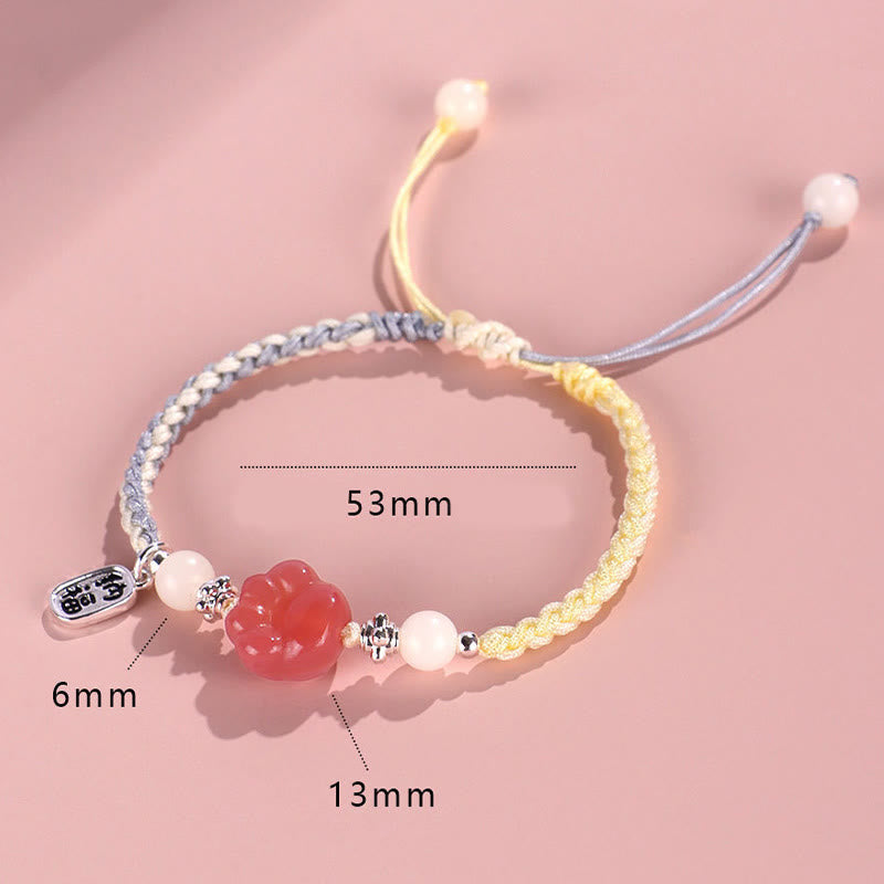 KarmaRipple's Yanyuan Agate Cat Claw Paw Ivory Bodhi Seed Fu Character Positive Woven Rope Bracelet p8
