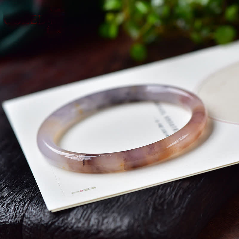 KarmaRipple's Purple Golden Silk Jade Wealth Bracelet Bangle p4