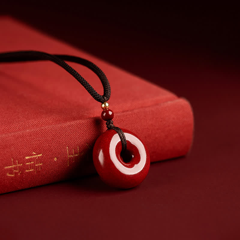 KarmaRipple's Cinnabar Peace Buckle Calm Blessing Pendant Necklace p2