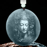 Collier avec pendentif en corde d'abondance en jade Kwan Yin Avalokitesvara de KarmaRipple
