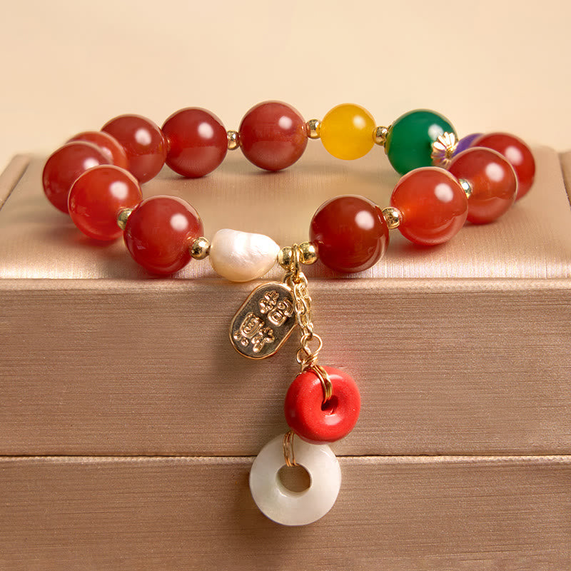 KarmaRipple's Jade Red Agate Peace Buckle Talisman Confidence Bracelet p2