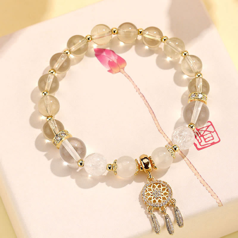 KarmaRipple's Green Strawberry Quartz Amethyst Gemstone Dreamcatcher Balancing Bracelet p6