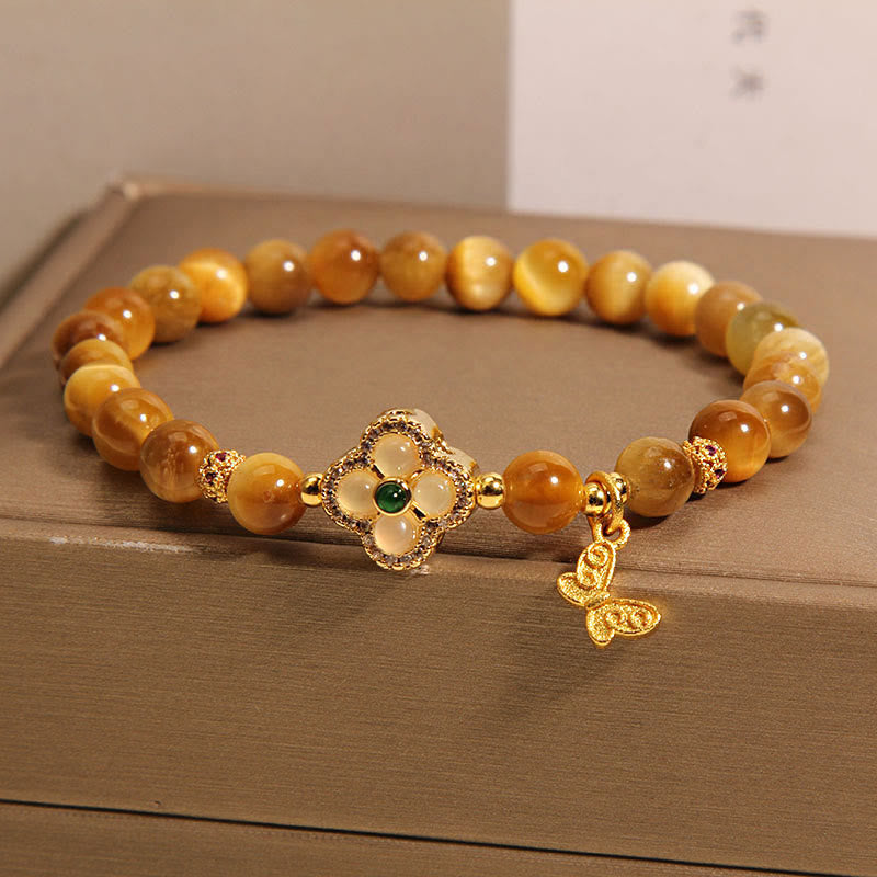 KarmaRipple's Tiger Eye Four Leaf Clover Butterfly Protection Bracelet p8