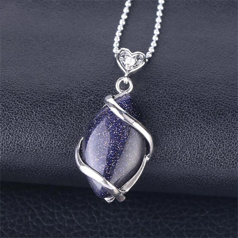 KarmaRipple's Marquise Pattern Authentic Gemstone Stone Talisman Pendant Necklace p45