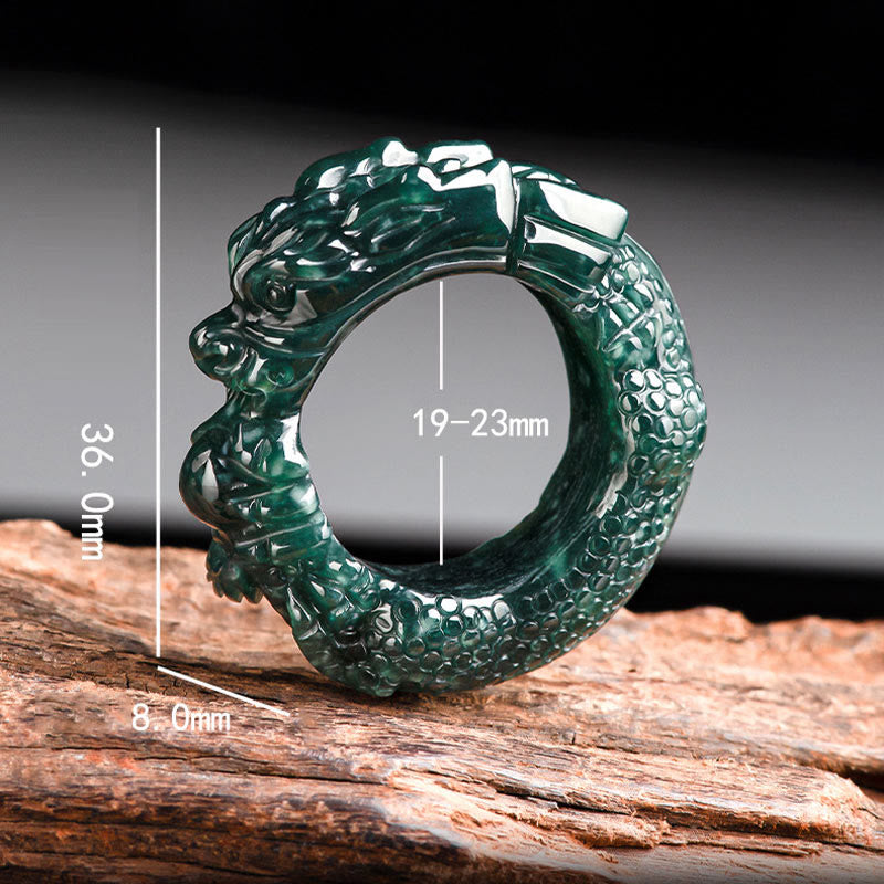 KarmaRipple's Authentic Cyan Jade Dragon Carved Success Ring p9