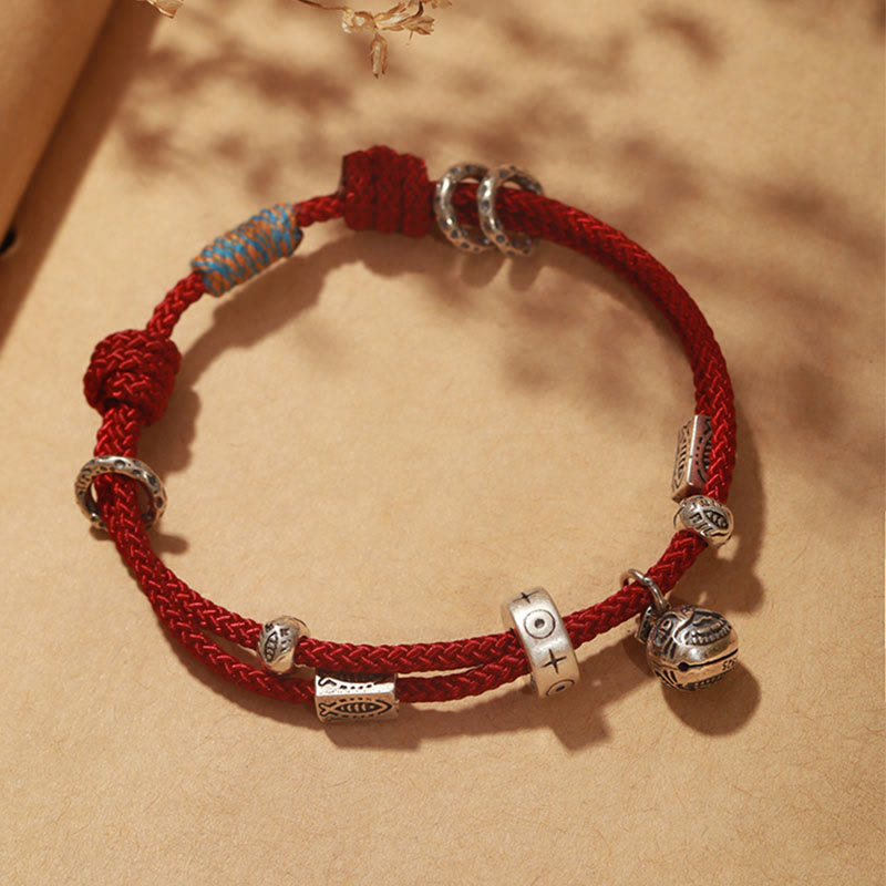 KarmaRipple's 925 Sterling Silver Gold Swallowing Beast Koi Fish Wealth Handcrafted Woven Bracelet p1