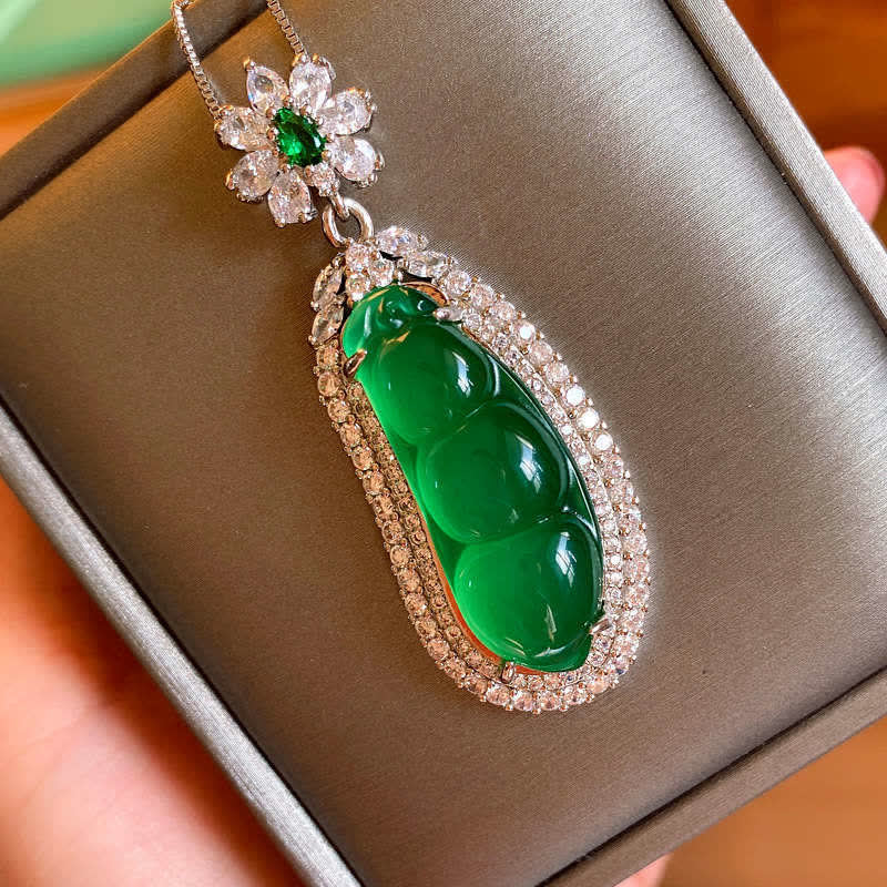 KarmaRipple's Fortune Bean Cyan Jade Fortune Pendant Necklace p8