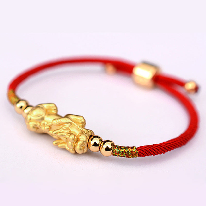 KarmaRipple's 24K Gold-Plated PiXiu Fortune Red String Bracelet p6