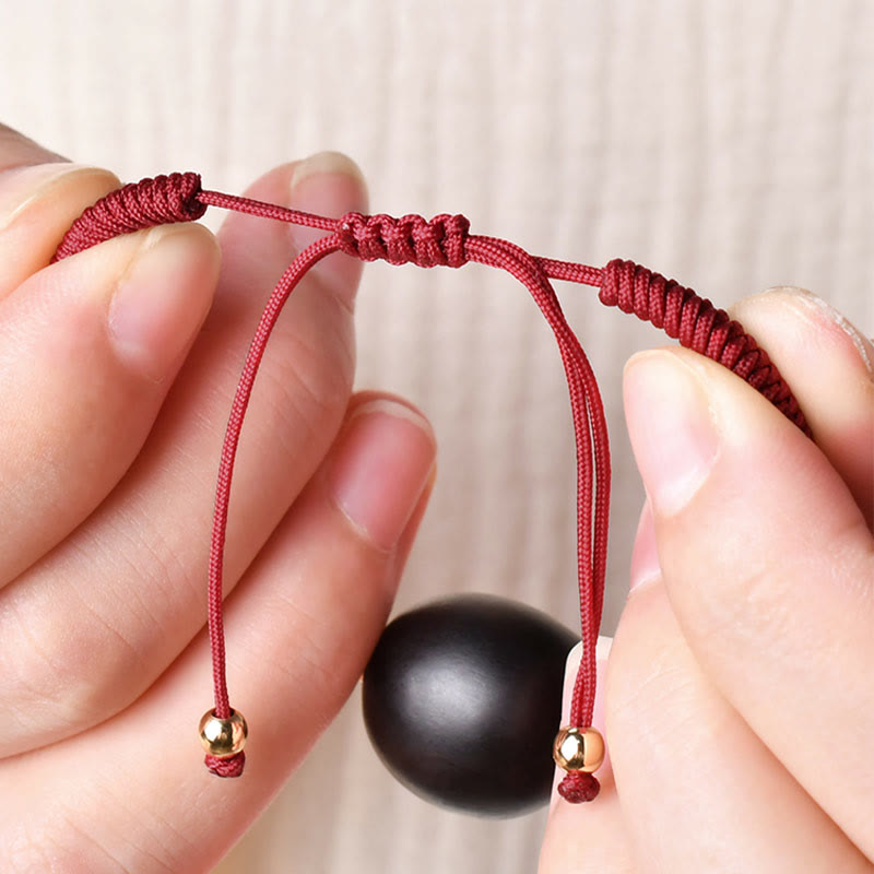 KarmaRipple's Ebony Wood Cat Head Pattern Peace King Kong Weave Woven Bracelet p9