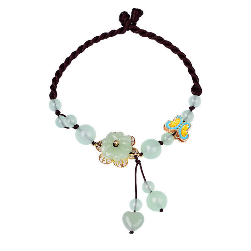 KarmaRipple's Flower Jade Butterfly Fortune Abundance Talisman Anklet p5