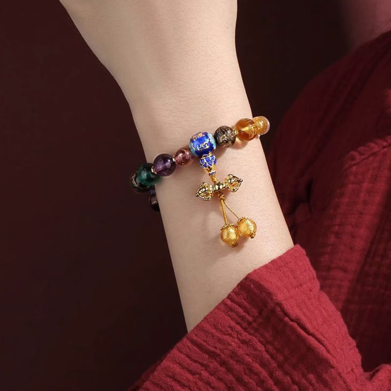 KarmaRipple's Tibetan Colorful Incense Ash Liuli Glass Bead Om Mani Padme Hum Dorje Vajra 18 Beadwork Wrist Mala p13