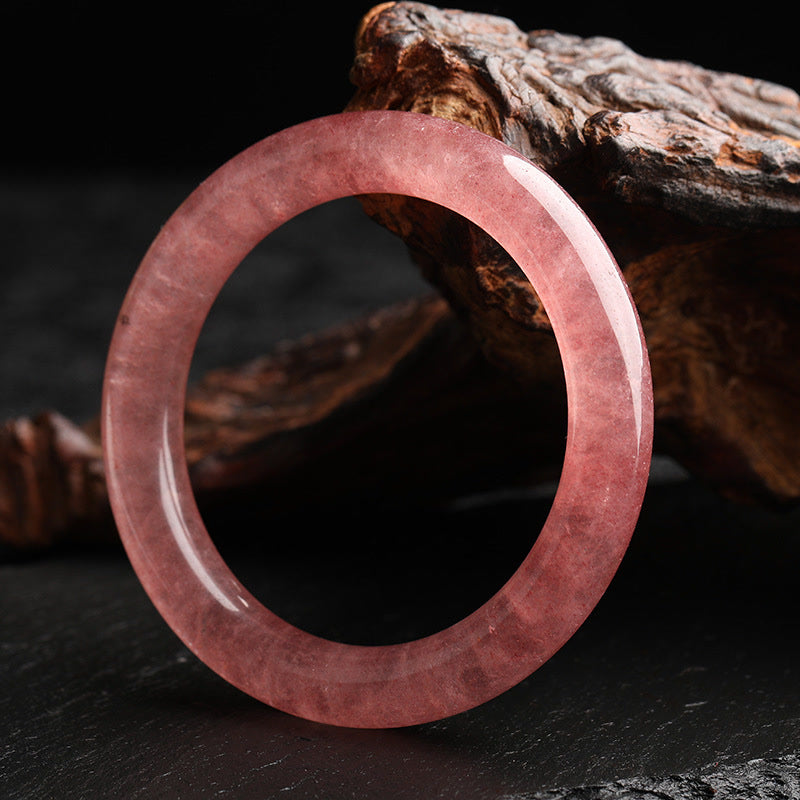 KarmaRipple's Authentic Strawberry Quartz Love Balancing Bracelet Bangle p3