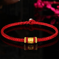 Bracelet de perles porte-bonheur gravé Om Mani Padme Hum en or 999 tibétain de KarmaRipple