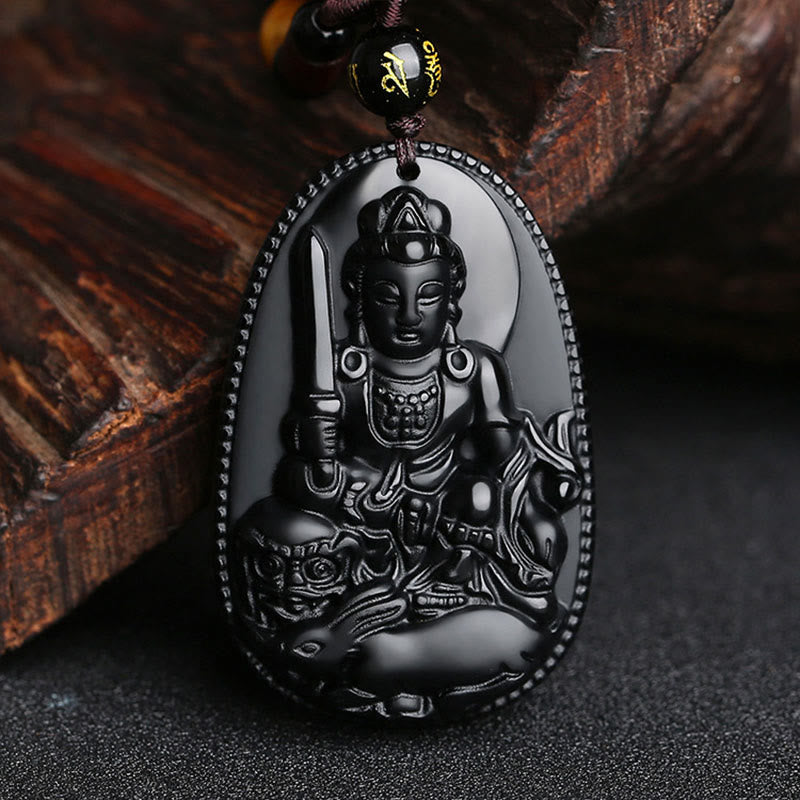KarmaRipple's Chinese Zodiac Natal Buddha Authentic Black Obsidian Purification Pendant Necklace p5