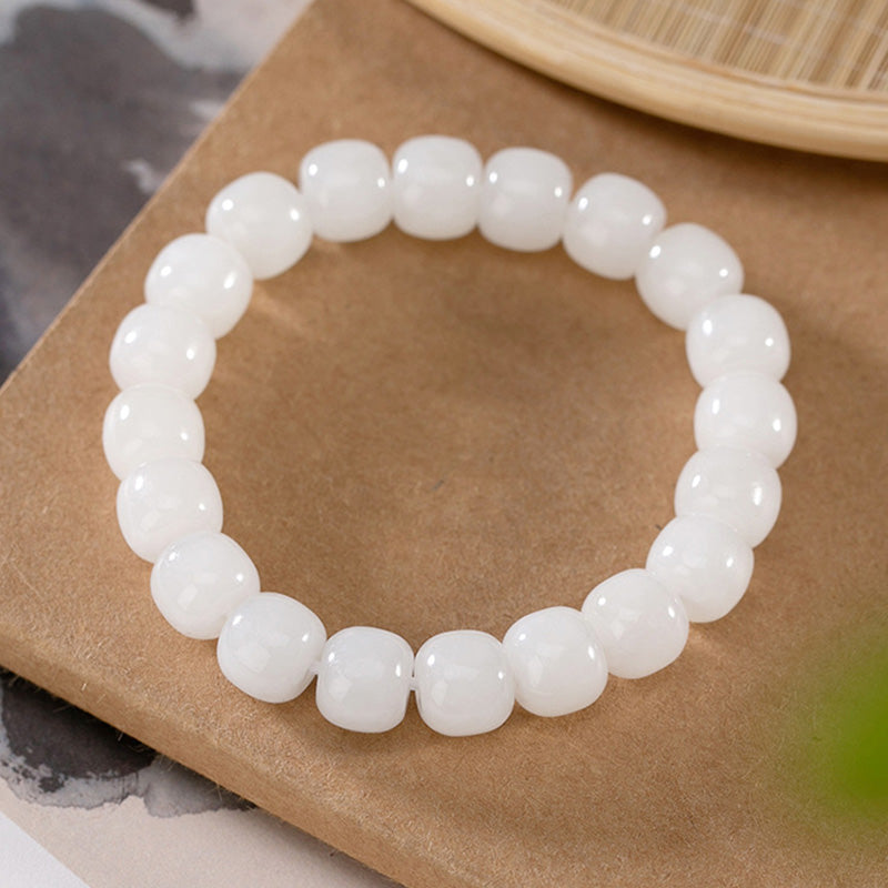 KarmaRipple's Hetian Ivory Jade Happiness Blessing Bracelet p10