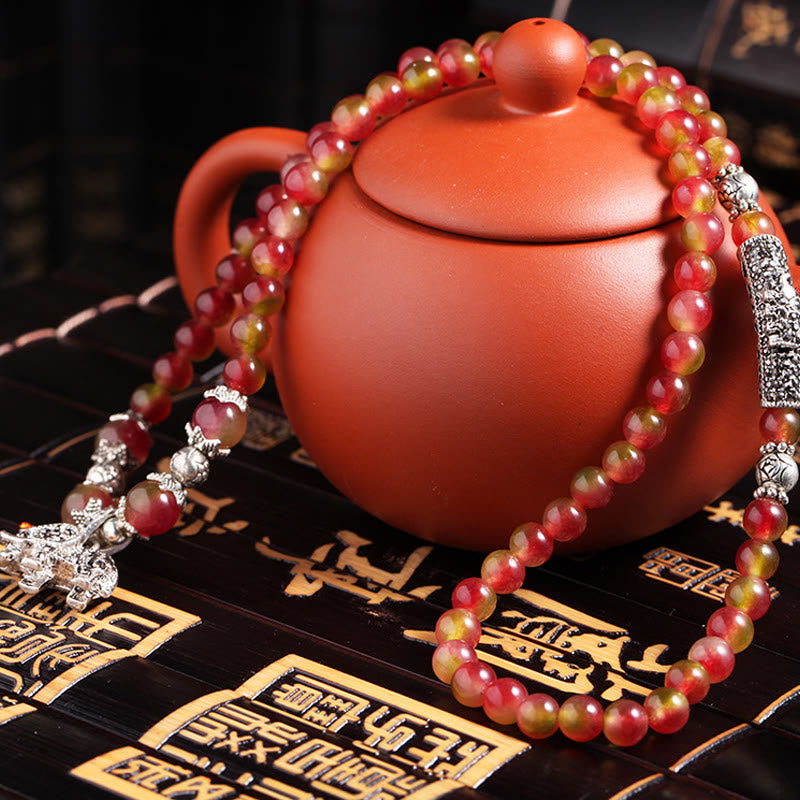 KarmaRipple's Authentic Watermelon Tourmaline PiXiu Elephant Positive Triple Wrap Bracelet p10