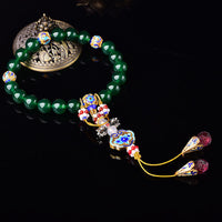 Authentique Mala de poignet en agate verte de KarmaRipple, talisman de réussite, décoration de voiture