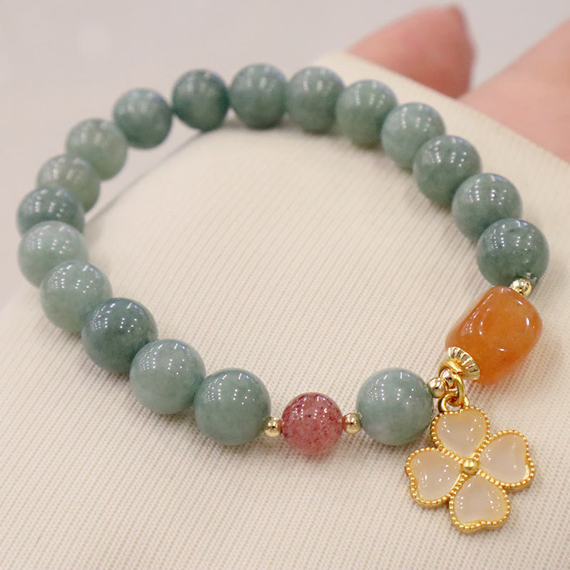 KarmaRipple's Jade Four Leaf Clover Talisman Prosperity Bracelet p5