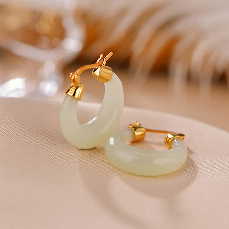 KarmaRipple's Round Jade Cyan Jade Prosperity Fortune Drop Earrings p6