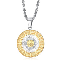 Collier rotatif avec pendentif en forme d'amulette Bagua, symbole du zodiaque chinois, neuf palais, huit diagrammes