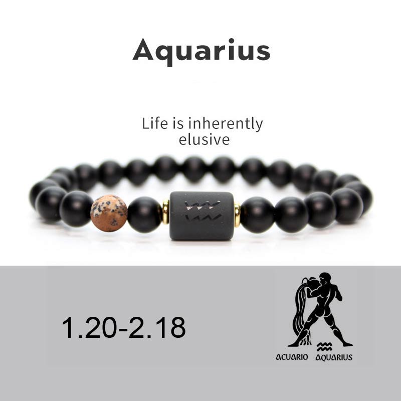 KarmaRipple's 12 Constellations of the Zodiac Black Onyx Adjustable Bracelet p29