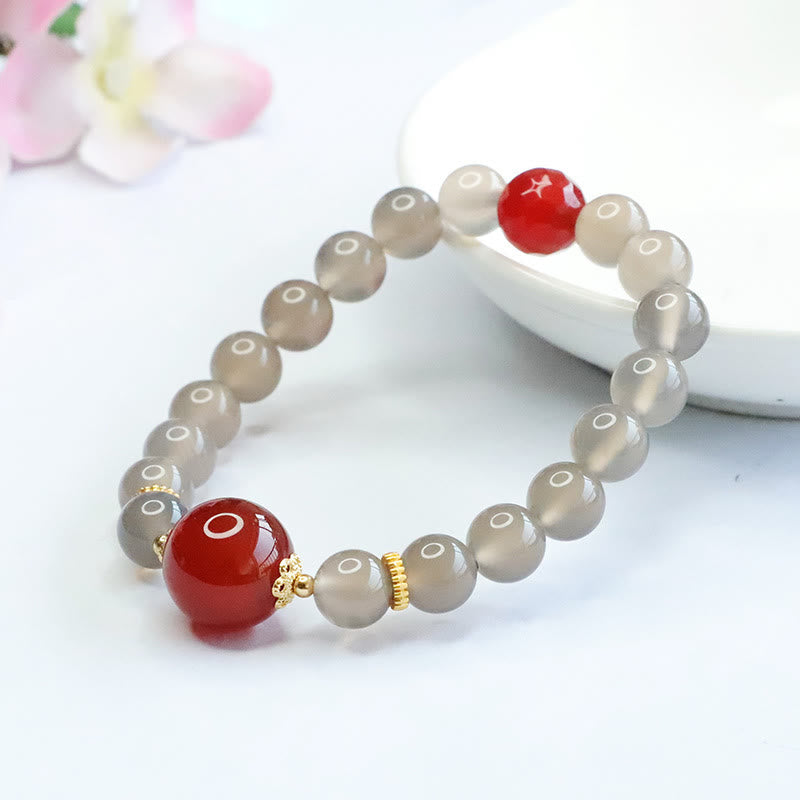 KarmaRipple's Authentic Gray Chalcedony Red Agate Balance Bracelet p5