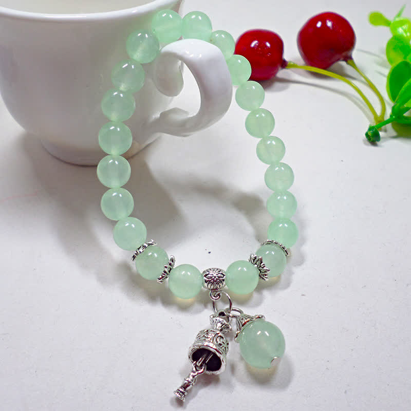 KarmaRipple's Vintage Gemstone Chalcedony Stone Energy Beaded Bell Talisman Bracelet p7