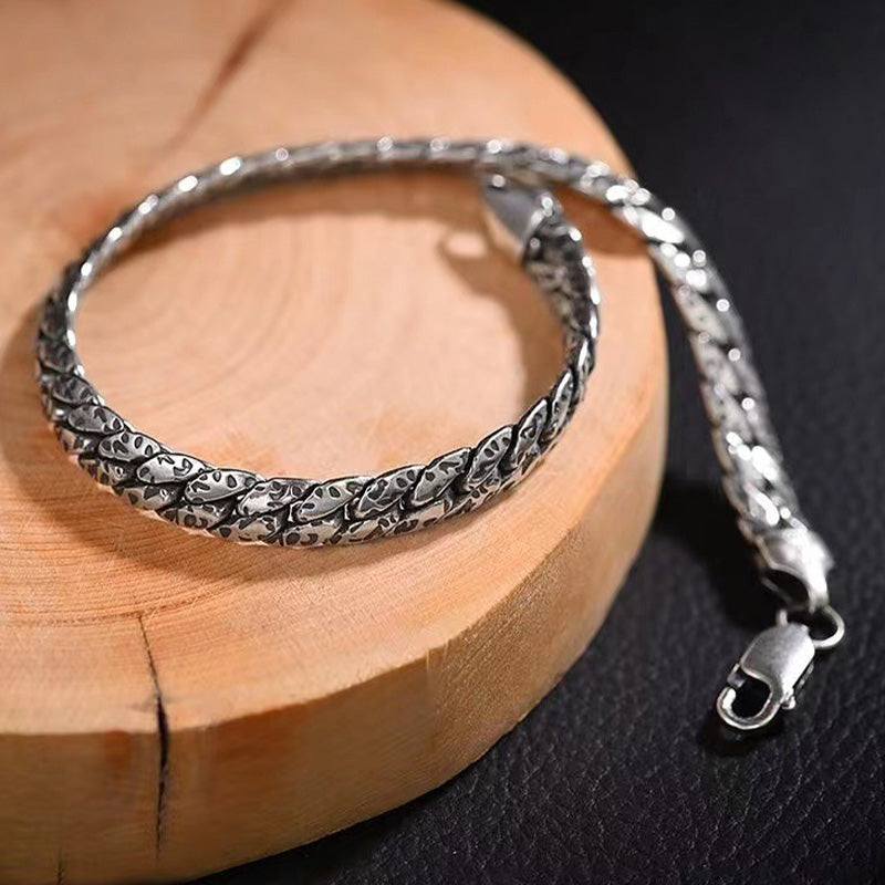 KarmaRipple's Simple Dotted Texture Design Bronze Fortune Buckle Bracelet p2