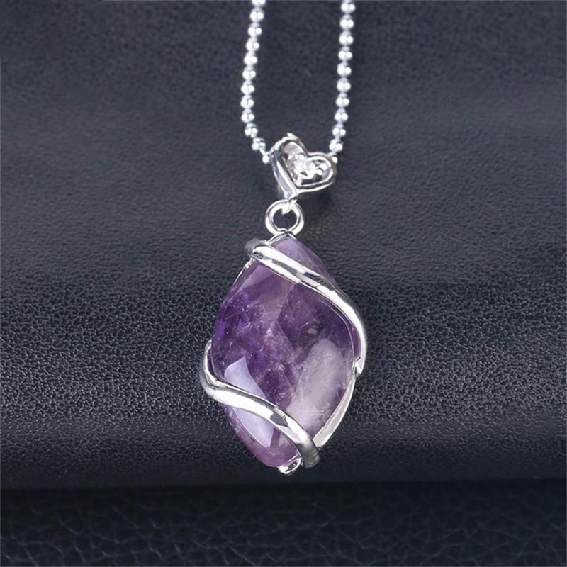 KarmaRipple's Marquise Pattern Authentic Gemstone Stone Talisman Pendant Necklace p2