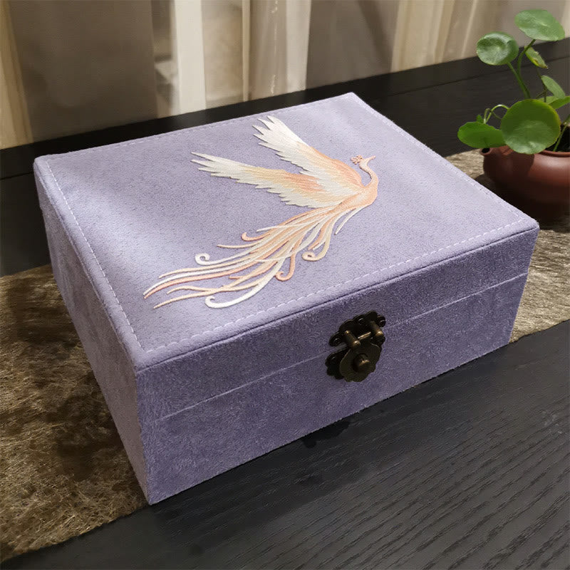 KarmaRipple's Purple Phoenix Jewelry Box Organizer Two-Layer Jewelry Storage Box Flannel Box p9