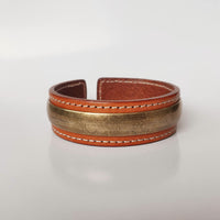 Bracelet manchette en cuir bronze avec dragon et phénix, Om Mani Padme Hum, 2 pièces, KarmaRipple